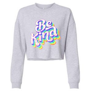 Retro Rainbow Prism Be Kind Cropped Pullover Crew