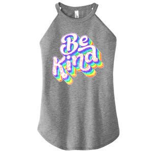 Retro Rainbow Prism Be Kind Women's Perfect Tri Rocker Tank