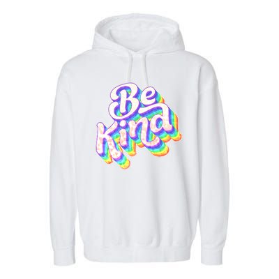 Retro Rainbow Prism Be Kind Garment-Dyed Fleece Hoodie