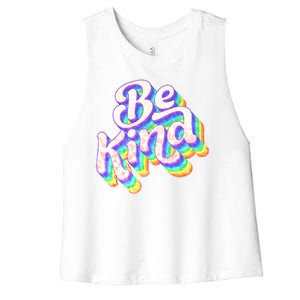 Retro Rainbow Prism Be Kind Women's Racerback Cropped Tank