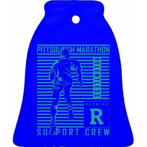 Runners Retro Pittsburgh 2024 Marathon 26 Miles Ceramic Bell Ornament