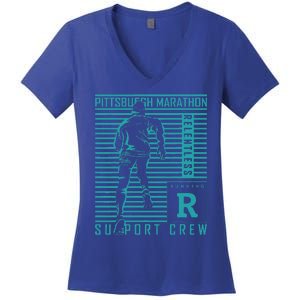 Runners Retro Pittsburgh 2024 Marathon 26 Miles Women's V-Neck T-Shirt