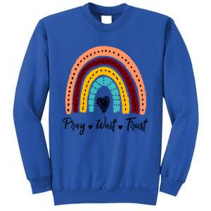 Retro Rainbow Pray Wait Trust Repeat Christian Motivational Gift Sweatshirt