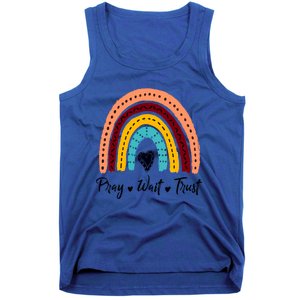 Retro Rainbow Pray Wait Trust Repeat Christian Motivational Gift Tank Top