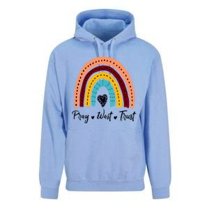 Retro Rainbow Pray Wait Trust Repeat Christian Motivational Gift Unisex Surf Hoodie