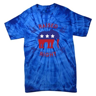 Raised Right Pro Trump Republican Elephant Politics Funny Gift Meaningful Gift Tie-Dye T-Shirt