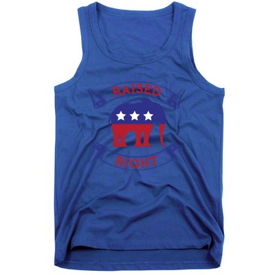 Raised Right Pro Trump Republican Elephant Politics Funny Gift Meaningful Gift Tank Top