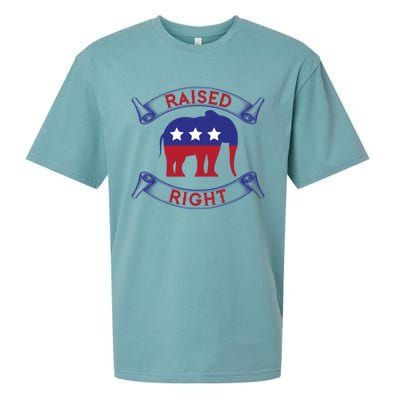 Raised Right Pro Trump Republican Elephant Politics Funny Gift Meaningful Gift Sueded Cloud Jersey T-Shirt