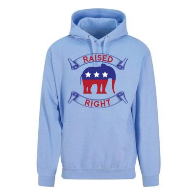 Raised Right Pro Trump Republican Elephant Politics Funny Gift Meaningful Gift Unisex Surf Hoodie