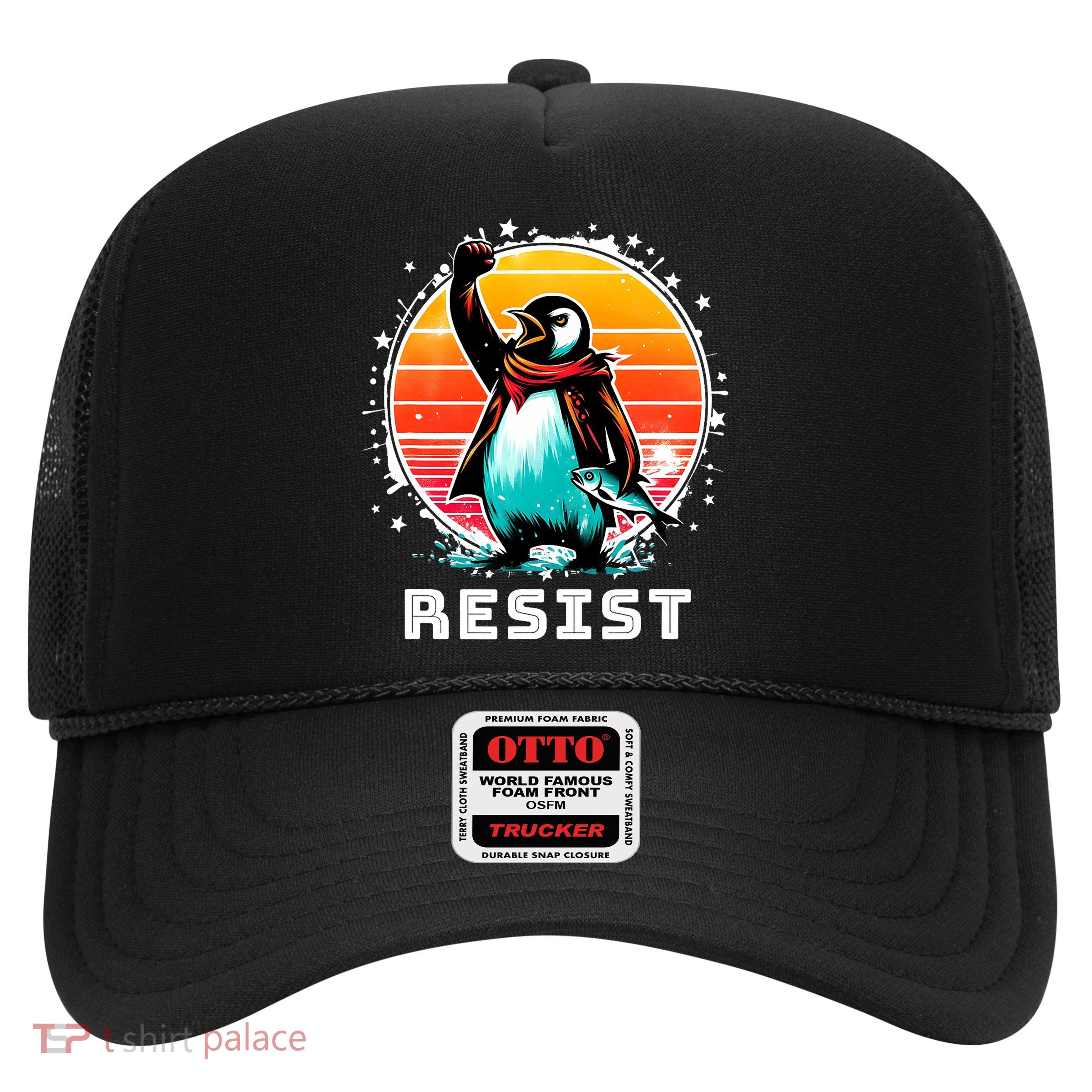 Resist  Resist Penguins Protest Against Tariffs  Trucker Hat