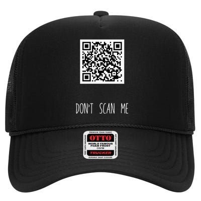 Rick Roll QR Scan Code Funny Joke High Crown Mesh Back Trucker Hat