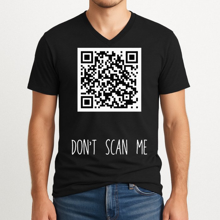 Rick Roll QR Scan Code Funny Joke V-Neck T-Shirt