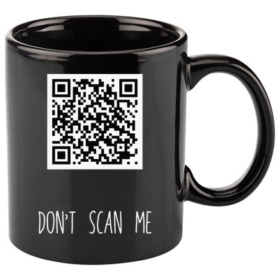 Rick Roll QR Scan Code Funny Joke 11oz C Handle Ceramic Mug