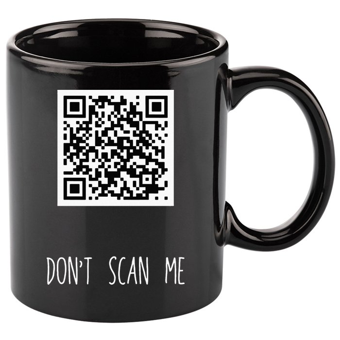 Rick Roll QR Scan Code Funny Joke 11oz C Handle Ceramic Mug