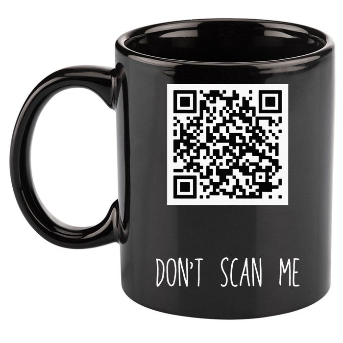 Rick Roll QR Scan Code Funny Joke 11oz C Handle Ceramic Mug