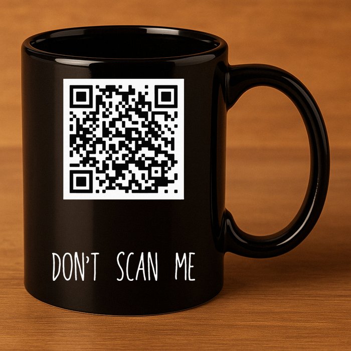 Rick Roll QR Scan Code Funny Joke 11oz C Handle Ceramic Mug