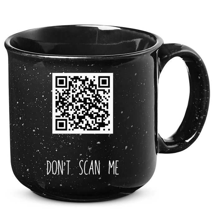 Rick Roll QR Scan Code Funny Joke 15oz Campfire Ceramic Mug