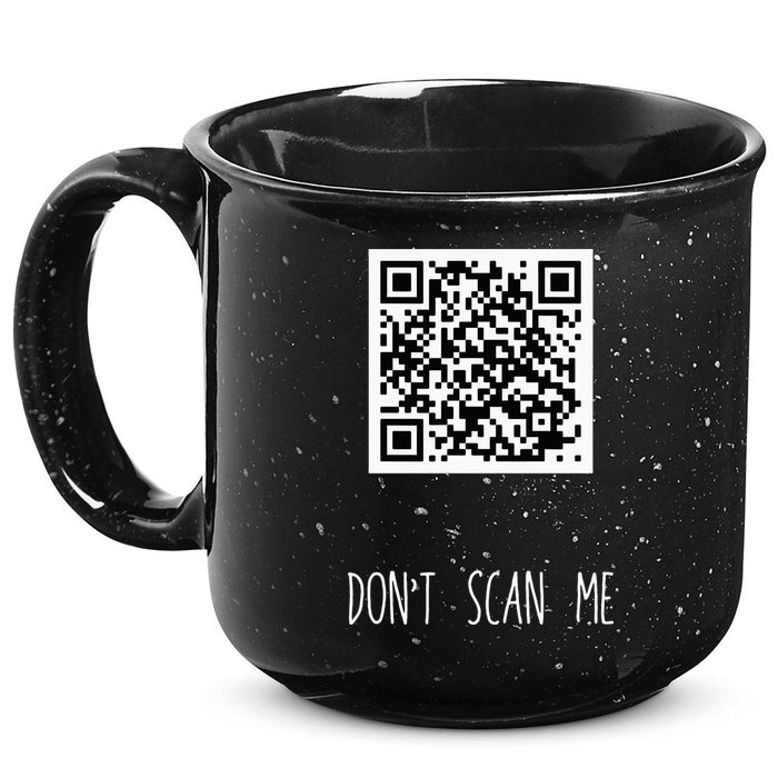 Rick Roll QR Scan Code Funny Joke 15oz Campfire Ceramic Mug