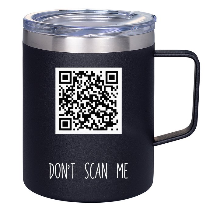 Rick Roll QR Scan Code Funny Joke 12oz Stainless Steel Coffee Mug