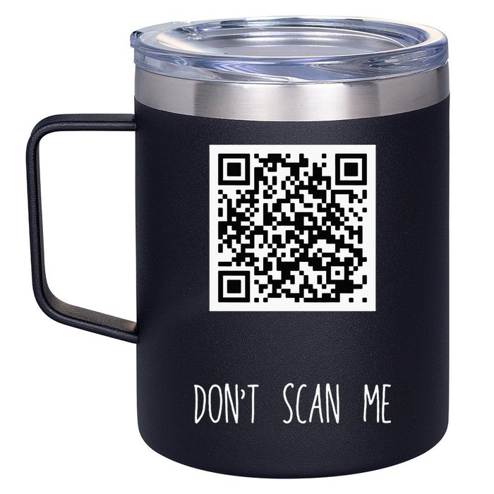 Rick Roll QR Scan Code Funny Joke 12oz Stainless Steel Coffee Mug