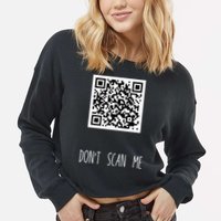 Rick Roll QR Scan Code Funny Joke Cropped Pullover Crew