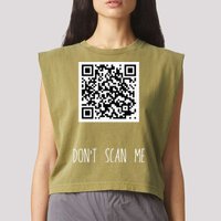 Rick Roll QR Scan Code Funny Joke Garment-Dyed Women's Muscle Tee