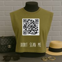 Rick Roll QR Scan Code Funny Joke Garment-Dyed Women's Muscle Tee