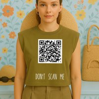 Rick Roll QR Scan Code Funny Joke Garment-Dyed Women's Muscle Tee