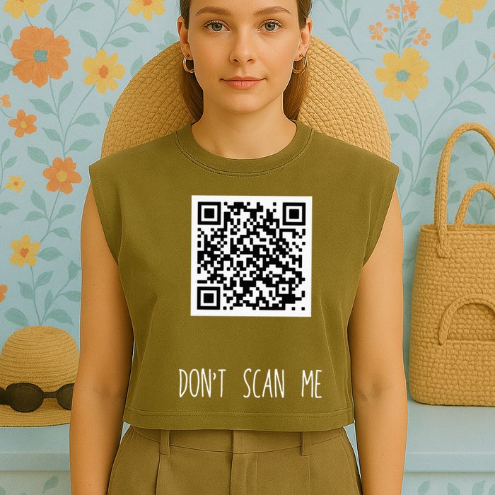 Rick Roll QR Scan Code Funny Joke Garment-Dyed Women's Muscle Tee