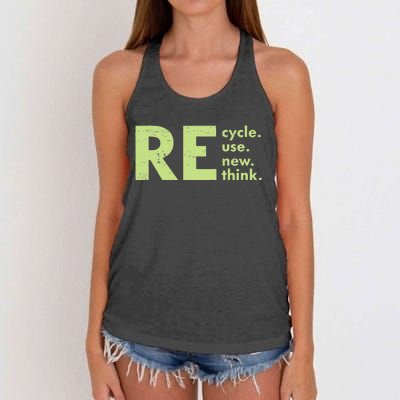 Recycle Reuse Renew Rethink Crisis Environmental Activism Women's Knotted Racerback Tank