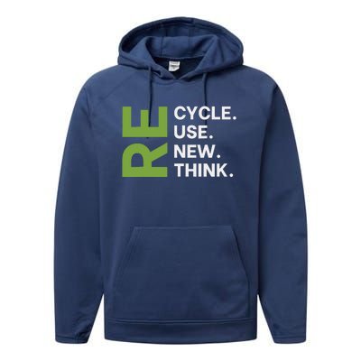 Recycle Reuse Renew Rethink Earth Day Environmental Activism Performance Fleece Hoodie