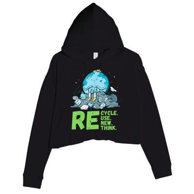 Recycle Reuse Renew Rethink Crisis Environmental Activism Crop Fleece Hoodie