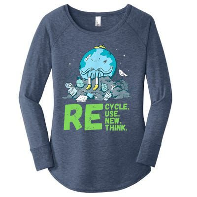 Recycle Reuse Renew Rethink Crisis Environmental Activism Women's Perfect Tri Tunic Long Sleeve Shirt