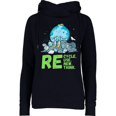 Recycle Reuse Renew Rethink Crisis Environmental Activism Womens Funnel Neck Pullover Hood