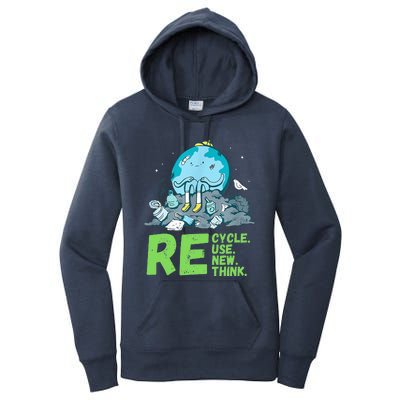 Recycle Reuse Renew Rethink Crisis Environmental Activism Women's Pullover Hoodie