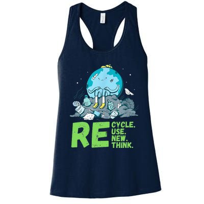 Recycle Reuse Renew Rethink Crisis Environmental Activism Women's Racerback Tank