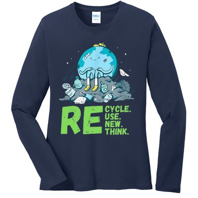 Recycle Reuse Renew Rethink Crisis Environmental Activism Ladies Long Sleeve Shirt