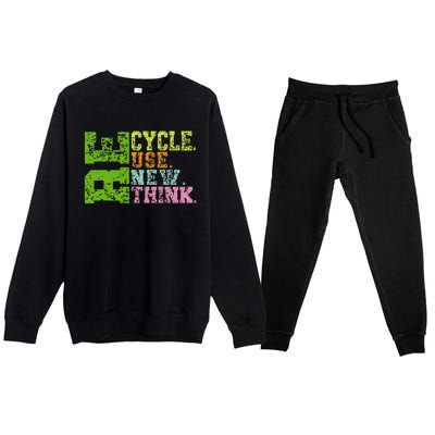 Recycle Reuse Renew Rethink Crisis Environmental Activism Premium Crewneck Sweatsuit Set