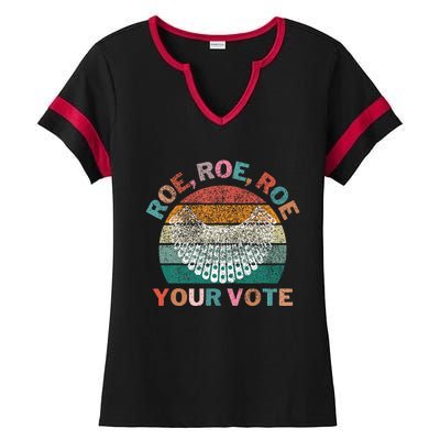 Retro Roe Roe Roe Your Vote Ladies Halftime Notch Neck Tee