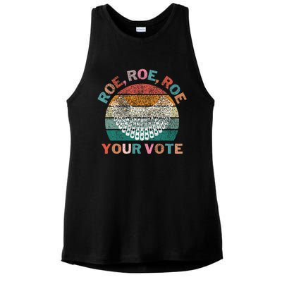 Retro Roe Roe Roe Your Vote Ladies PosiCharge Tri-Blend Wicking Tank