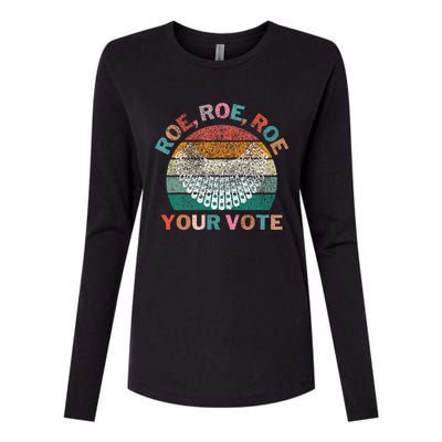 Retro Roe Roe Roe Your Vote Womens Cotton Relaxed Long Sleeve T-Shirt