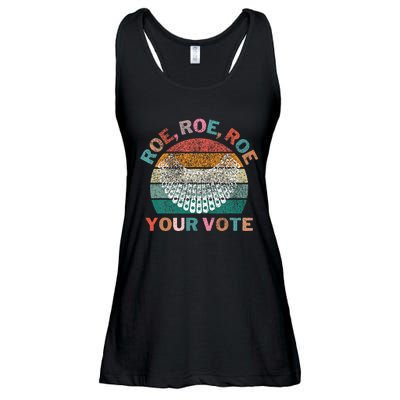 Retro Roe Roe Roe Your Vote Ladies Essential Flowy Tank