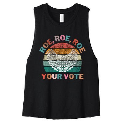 Retro Roe Roe Roe Your Vote Women's Racerback Cropped Tank