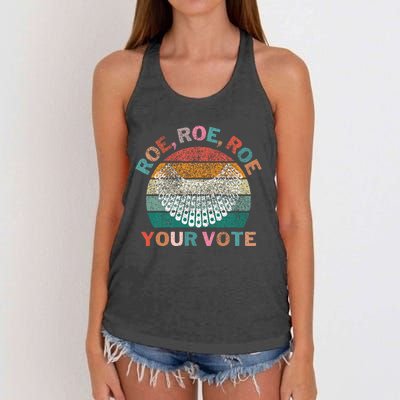 Retro Roe Roe Roe Your Vote Women's Knotted Racerback Tank