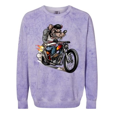 Rockabilly Rats Riding A Bike Colorblast Crewneck Sweatshirt