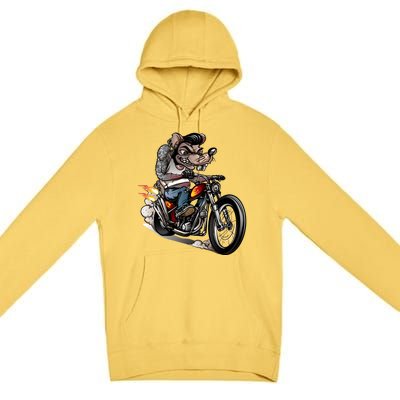 Rockabilly Rats Riding A Bike Premium Pullover Hoodie