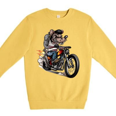 Rockabilly Rats Riding A Bike Premium Crewneck Sweatshirt