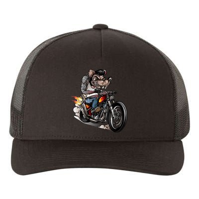 Rockabilly Rats Riding A Bike Yupoong Adult 5-Panel Trucker Hat