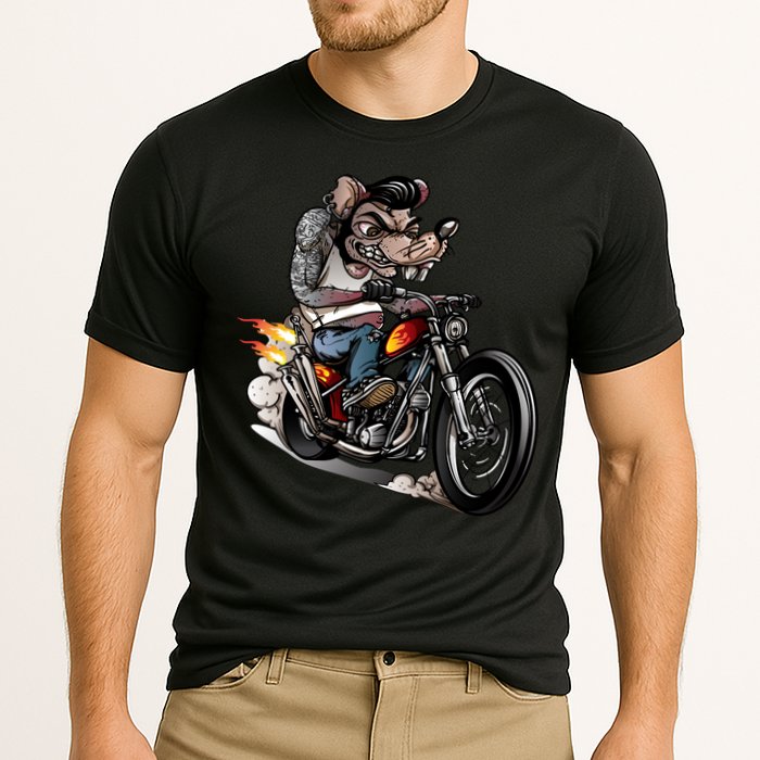 Rockabilly Rats Riding A Bike Cooling Performance Crew T-Shirt