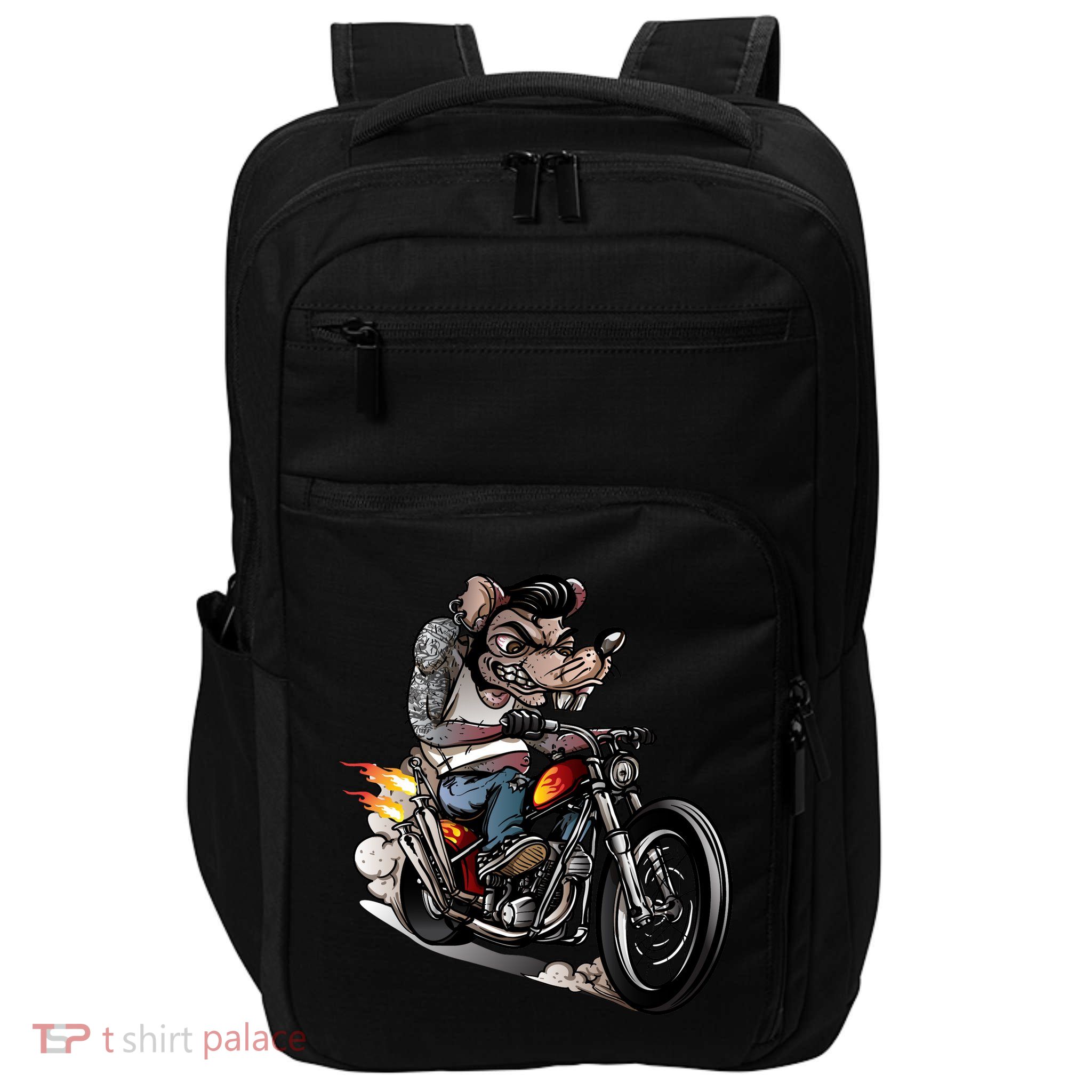 Rockabilly Rats Riding A Bike Impact Tech Backpack